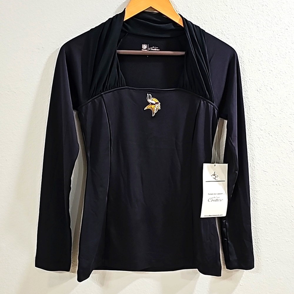 All Sport Couture Minnesota Vikings Long Sleeve Top NWT NFL Size S